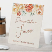Rust Peach Floral Brautparty Bevorzugung Sockelschild (In Situ)
