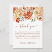 Rust Peach Floral Brautparty Danke Karte (Vorderseite)