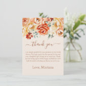 Rust Peach Floral Brautparty Danke Karte (Stehend Vorderseite)