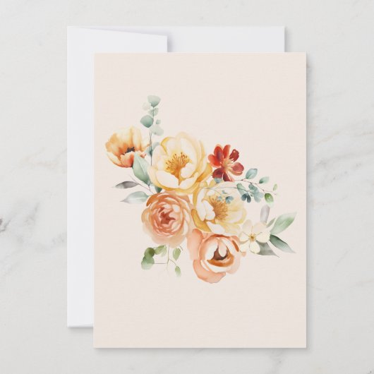 Rust Peach Floral Brautparty Danke Karte (Rückseite)