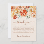Rust Peach Floral Brautparty Danke Karte (Vorderseite)