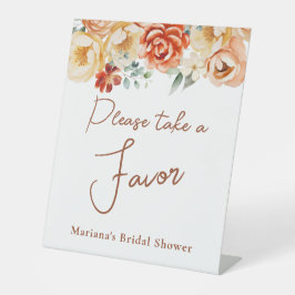 Rust Peach Floral Bridal Gastgeschenke Hochzeiten Sockelschild