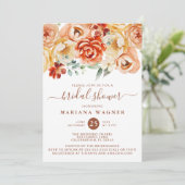 Rust Peach Romantisches Brautparty Einladung (Stehend Vorderseite)