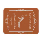 Rust Peacock Blühe das Datumsfenster speichern Magnet (Horizontal)