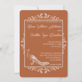 Rust Peacock Blühe Einladung zur Hochzeit (Vorderseite)