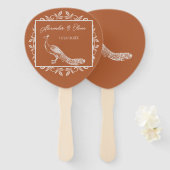 Rust Peacock Blühe Gastgeschenk Hochzeit Hand Fan Fächer (Vorne und Hinten)