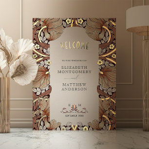 Rust Pimpernel William Morris Wedding Welcome Sign Foliendrucke