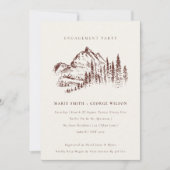 Rust Pine Woods Mountain Sketch Engagement Invite Dankeskarte (Vorderseite)
