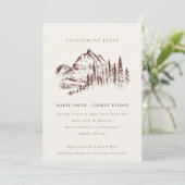 Rust Pine Woods Mountain Sketch Engagement Invite Dankeskarte (Stehend Vorderseite)