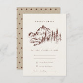 Rust Pine Woods Mountain Sketch Wedding RSVP Begleitkarte (Vorne/Hinten)