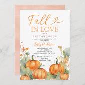 Rust Pumpkin-Blume fallen in Liebe Brautparty Einladung (Vorne/Hinten)