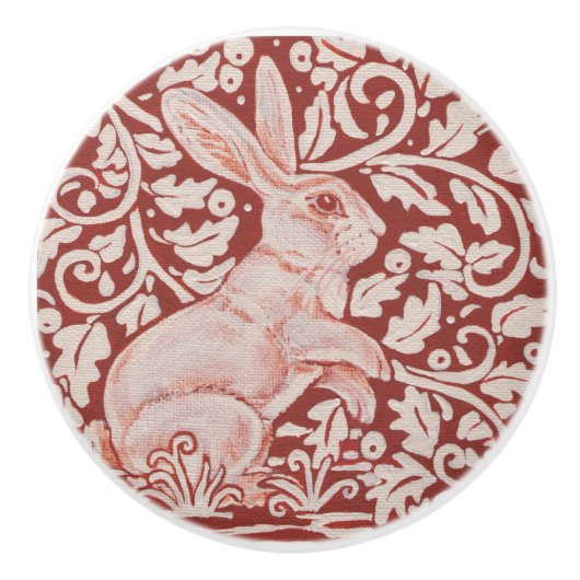 Rust Red Autumn Rabbit Berries Drawer Pull Knoblau Keramikknauf (Vorderseite)