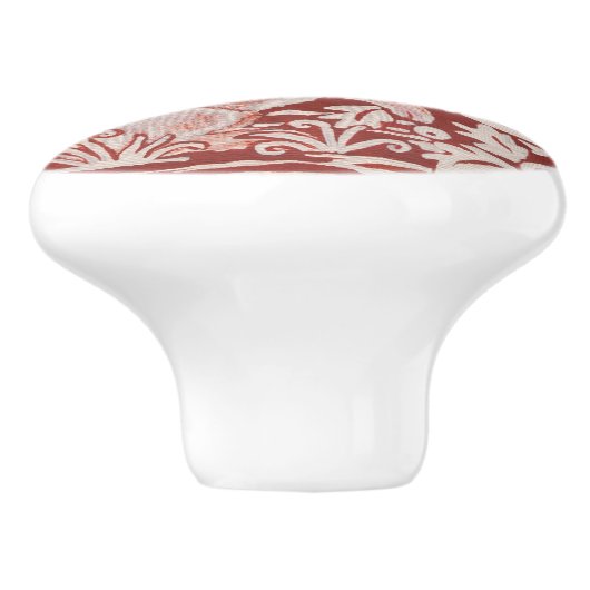 Rust Red Autumn Rabbit Berries Drawer Pull Knoblau Keramikknauf (Seitenansicht)