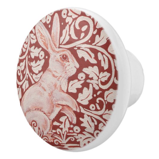 Rust Red Autumn Rabbit Berries Drawer Pull Knoblau Keramikknauf (Rechts)