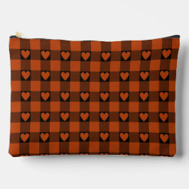Rust Red Black Buffalo Heart Plaid Zubehörtasche