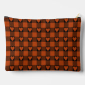 Rust Red Black Buffalo Heart Plaid Zubehörtasche (Rückseite)