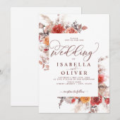 Rust Red Burnt Orange BohoTerracotta Wedding Invit Einladung (Vorne/Hinten)