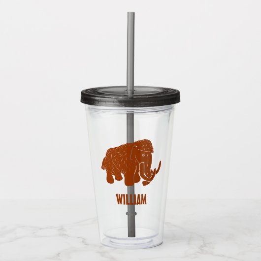 Rust Red Cartoon Wooly Mammoth Personalisiert Acryltrinkbecher (Vorderseite)