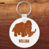Rust Red Cartoon Wooly Mammoth Personalisiert Schlüsselanhänger (Vorderseite)