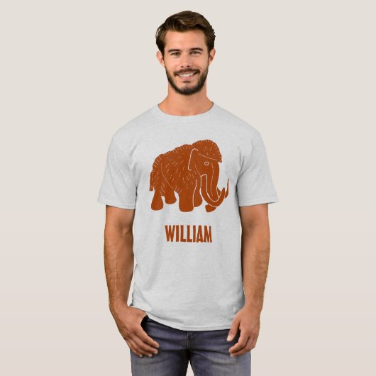 Rust Red Cartoon Wooly Mammoth Personalisiert T-Shirt (Vorne ganz)
