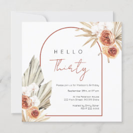 Rust Red Flowers Birthday Invitation Einladung