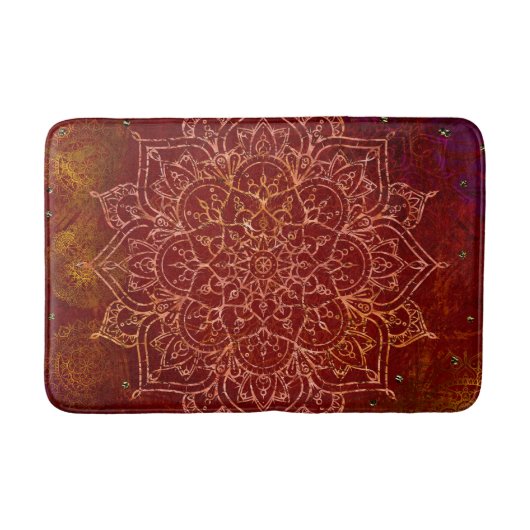 Rust Red Mandala Gold Glam Moderner Chic Badematte (Vorderseite)
