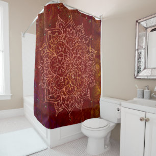 Rust Red Mandala Gold Glam Moderner Chic Duschvorhang