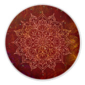 Rust Red Mandala Gold Glam Moderner Chic Keramikknauf (Vorderseite)