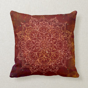Rust Red Mandala Gold Glam Moderner Chic Kissen