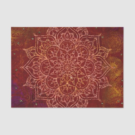 Rust Red Mandala Gold Glam Moderner Chic Seidenpapier (Vorderseite)