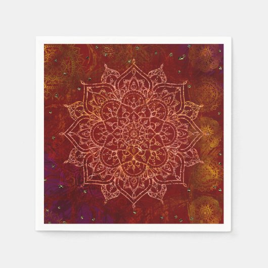 Rust Red Mandala Gold Glam Moderner Chic Serviette (Vorderseite)