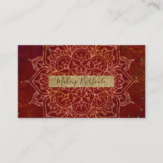 Rust Red Mandala Gold Glam Moderner Chic Visitenkarte (Vorderseite)