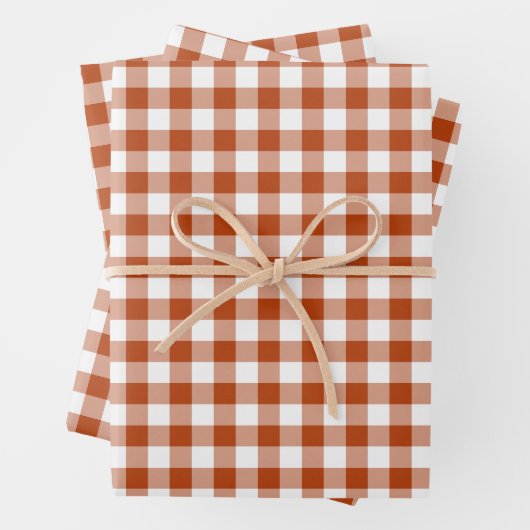 Rust Red Plaid Gingham Geschenkpapier Set (Beispiel)