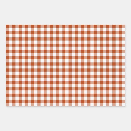 Rust Red Plaid Gingham Geschenkpapier Set (Vorderseite)
