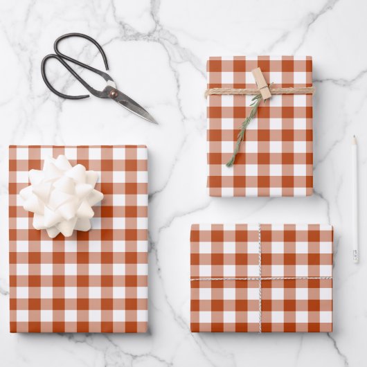 Rust Red Plaid Gingham Geschenkpapier Set (Vorderseite)