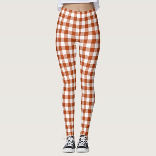 Rust Red Plaid Gingham Leggings (Vorderseite)