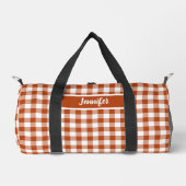 Rust Red Plaid Gingham Personalized Duffle Bag (Vorderseite)