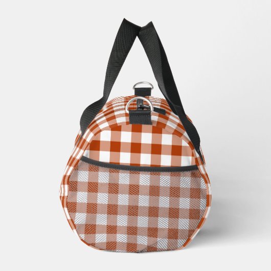 Rust Red Plaid Gingham Personalized Duffle Bag (Rechts)