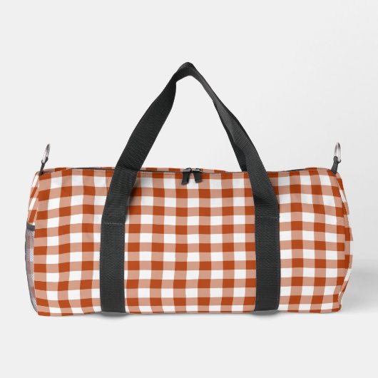 Rust Red Plaid Gingham Personalized Duffle Bag (Rückseite)