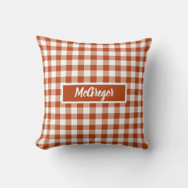 Rust Red Plaid Gingham Personalized Kissen
