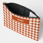 Rust Red Plaid Gingham Personalized Zubehörtasche (Offen)