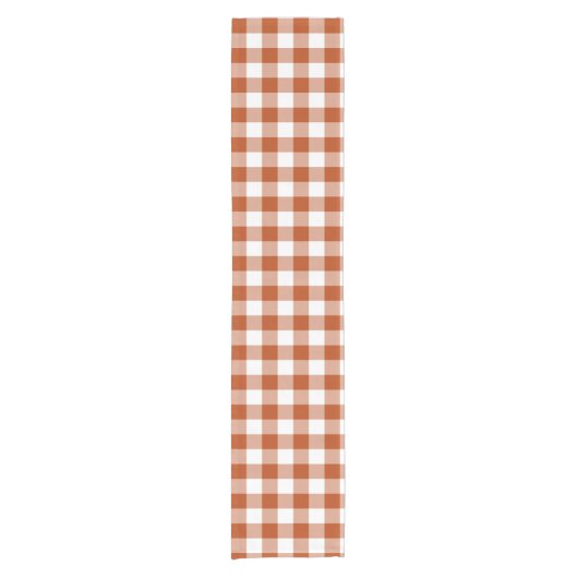 Rust Red Plaid Gingham Table Runner Kurzer Tischläufer (Vorderseite)