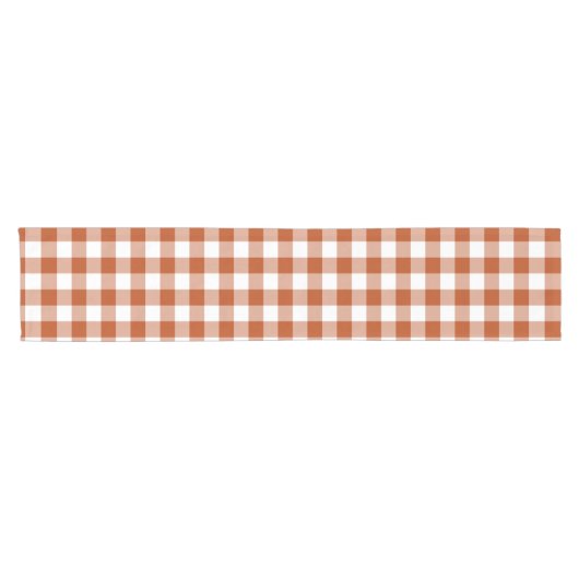 Rust Red Plaid Gingham Table Runner Kurzer Tischläufer (Horizontal)