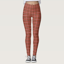 Rust Red Plaid Retro Color Leggings
