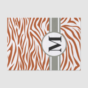 Rust Red Safari Zebra mit Monogramm Seidenpapier