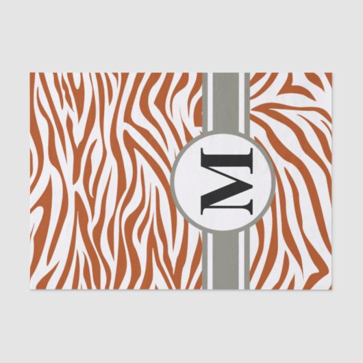 Rust Red Safari Zebra mit Monogramm Seidenpapier (Vorderseite)