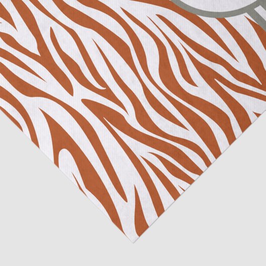 Rust Red Safari Zebra mit Monogramm Seidenpapier (Ausschnitt)