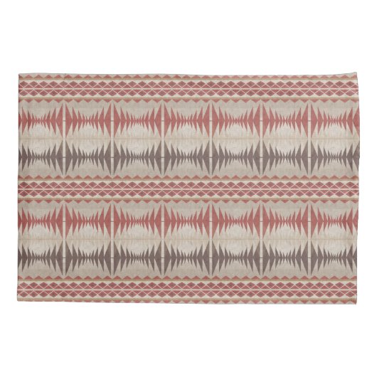 Rust Red Taupe Beige Dark Brown Tribal Art Kissenbezug (Rückseite-Links)