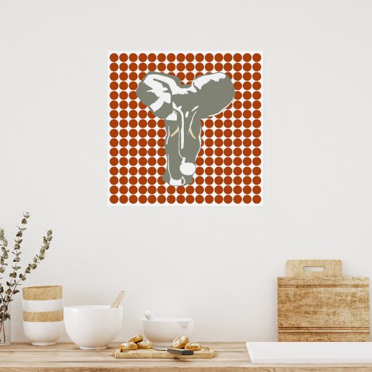 Rust Safari Dot mit Pop Art Elephant Poster (Küche)