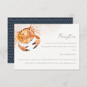 Rust Sand Coastal Crab Nautical Wedding Empfang Begleitkarte (Vorne/Hinten)